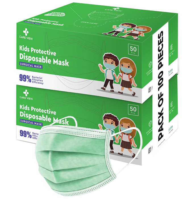 Care View Kids 4 Ply Protective Disposable Surgical Face Mask Green