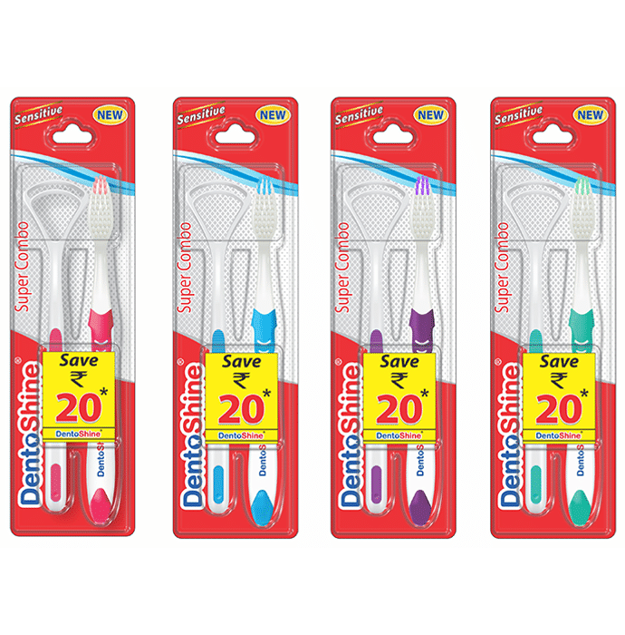 DentoShine Super Combo (Super Slim Soft Toothbrush + Tongue Cleaner)