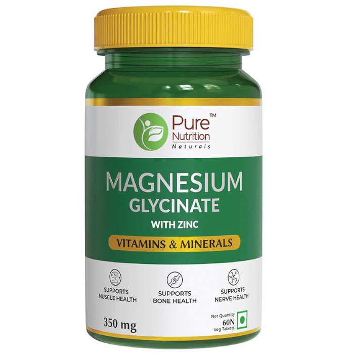 Pure Nutrition Magnesium Glycinate with Zinc 350mg Veg Tablet