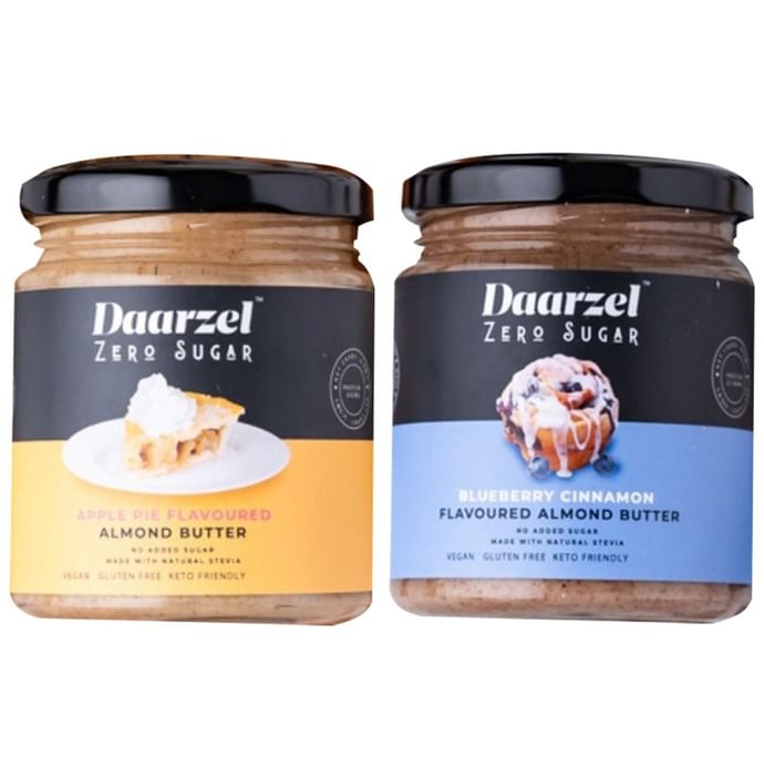 Daarzel Combo Pack of Zero Sugar Apple Pie Flavoured Almond Butter & Blueberry Cinnamon Flavoured Almond Butter (200gm Each)