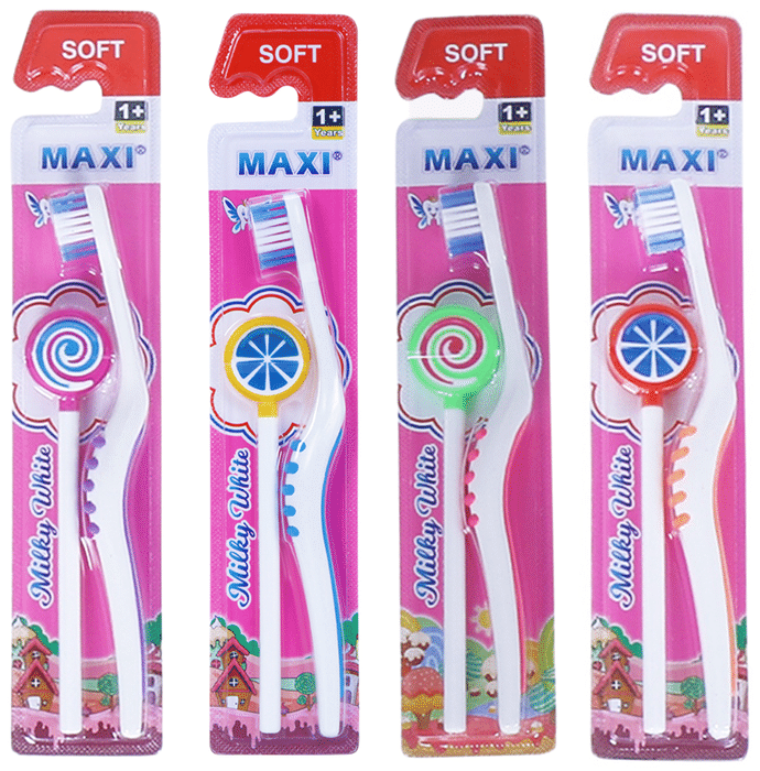 Maxi Combo Pack of White Baby Soft Toothbrush and Tongue Cleaner