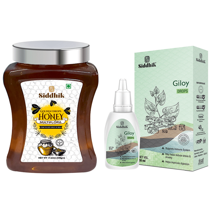 Siddhik Combo Pack of Golden Drops Multiflora Honey 500gm & Giloy Drop 30ml