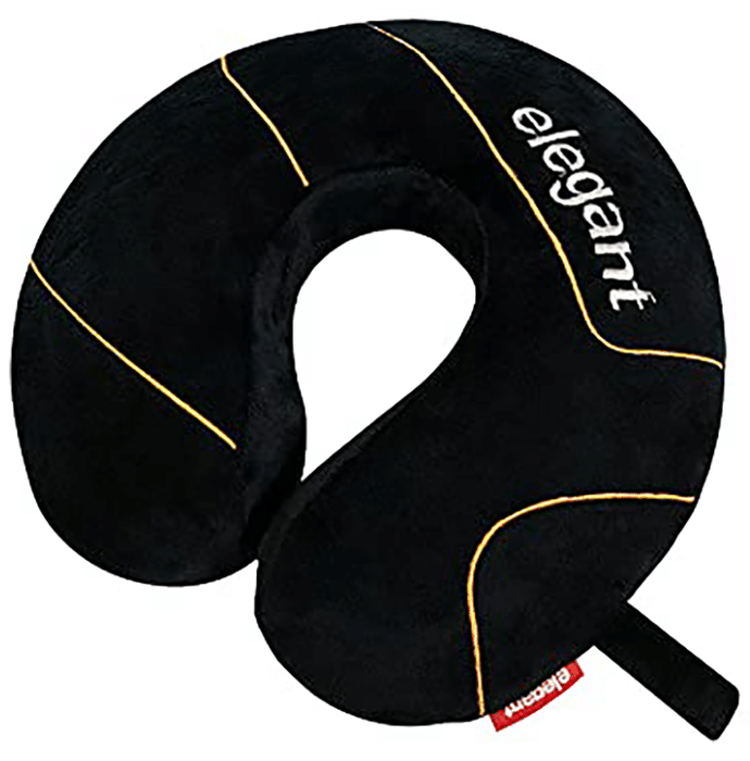 Elegant Fur Memory Foam Travel Pillow Black