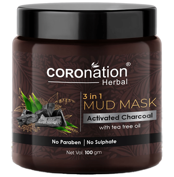 Coronation Herbal Activated Charcoal 3 in 1 Mud Mask (100gm Each)