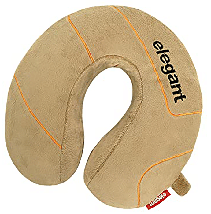 Elegant Fur Memory Foam Travel Pillow Beige