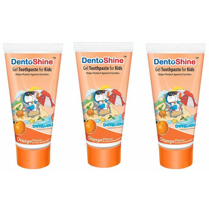 DentoShine Gel Toothpaste for Kids (80gm Each) Orange Doraemon