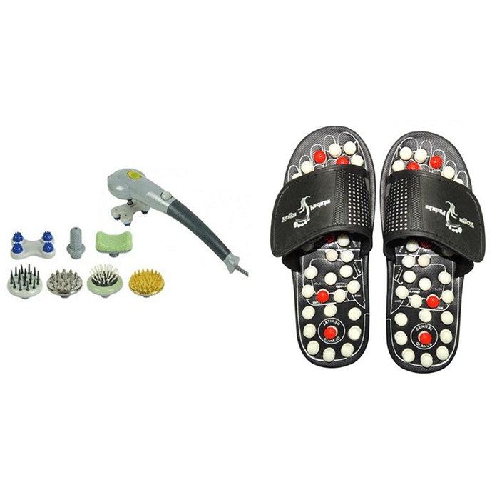 Dominion Care Combo Pack of Accu Paduka Accupressure Massage Slipper and 8in1 Magic Massager