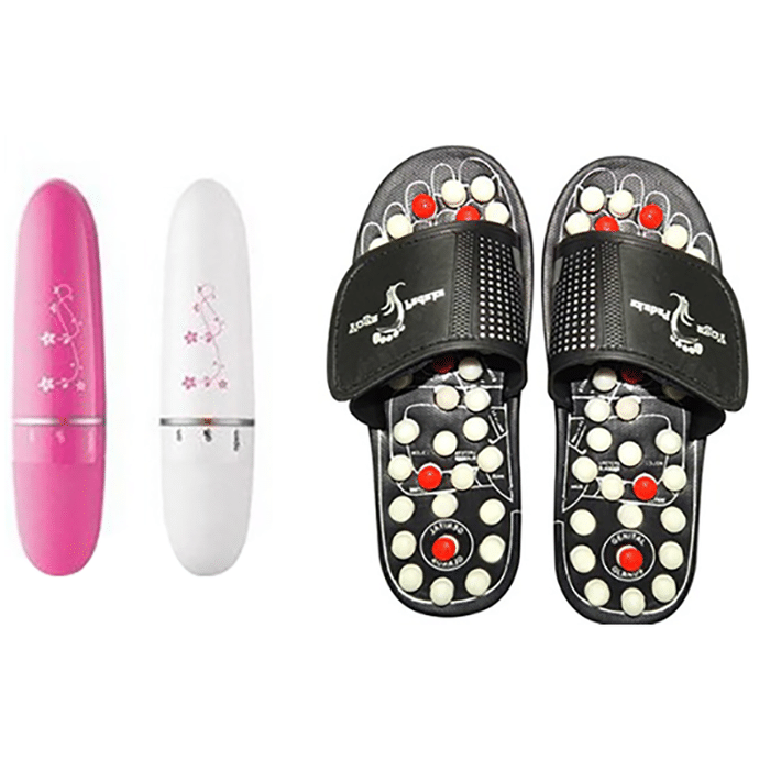 Dominion Care Combo Pack of Accupressure Massage Slipper and Eye Massager