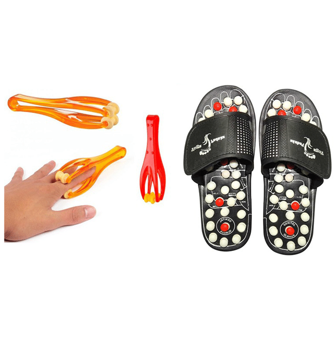 Dominion Care Combo Pack of Care Accu Paduka Accupressure Massage Slipper and Finger Massager