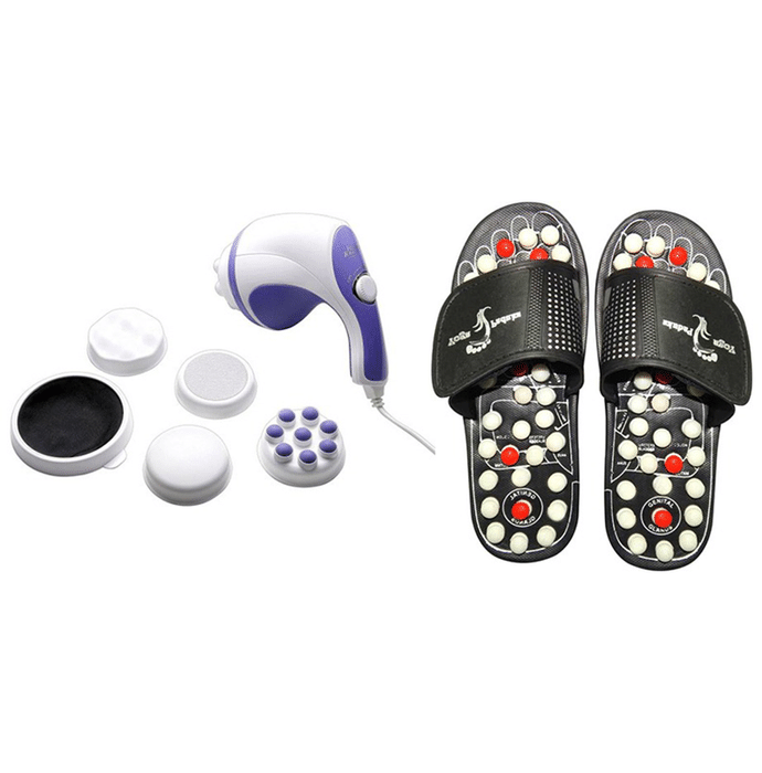 Dominion Care Combo Pack of Accu Paduka Accupressure Massage Slipper and Relax,Tone Massager