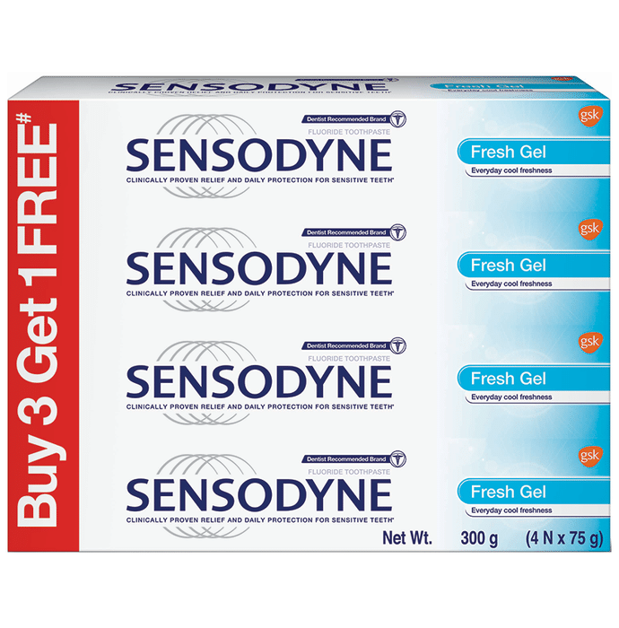 Sensodyne Toothpaste 75gm Each (Buy 3 Get 1 Free) Fresh Gel