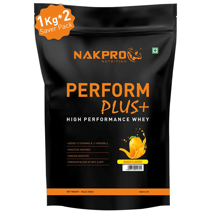 Nakpro Nutrition Perform Plus High Performance Whey Protein Powder (1kg Each) Mango