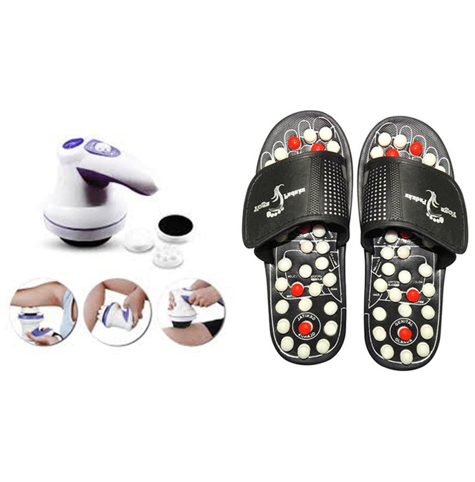 Dominion Care Combo Pack of Accu Paduka Accupressure Massage Slipper and Manipol Massager