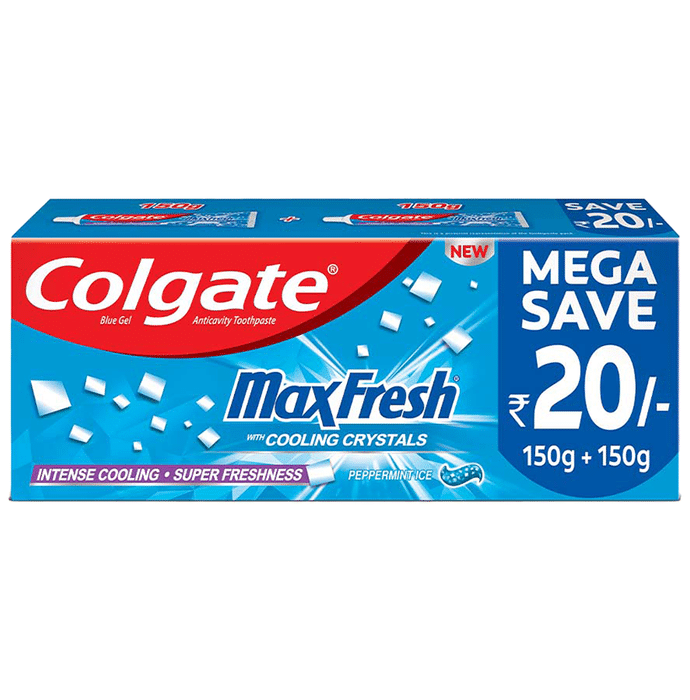 Colgate Maxfresh with Cooling Crystals Anticavity Toothpaste Mega Save Pack (150gm Each) Peppermint Ice