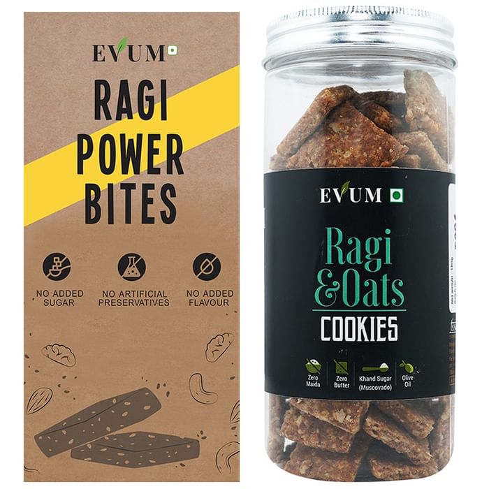 Evum Combo Pack of Ragi & Oats Cookie 180gm & Ragi Power Bites 150gm