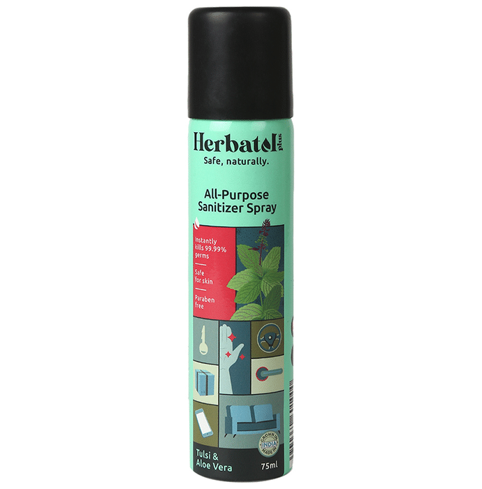 Herbatol Plus All-Purpose Sanitizer Spray (75ml Each) Tulsi & Aloe Vera