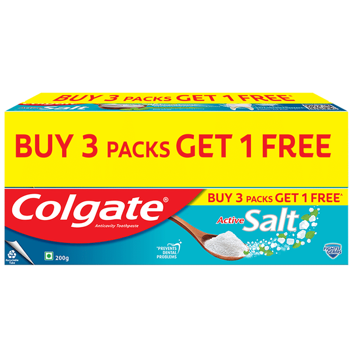Colgate Active Salt Anticavity Toothpaste (200gm Each) Buy 3 Pack Get 1 Free