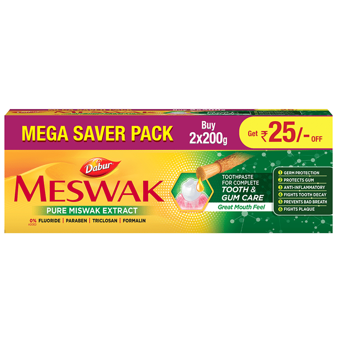 Dabur Meswak Toothpaste Mega Saver Pack (200gm Each)