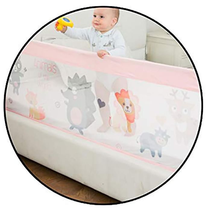 Safe-O-Kid Premium Foldable Bed Rail XL Light Pink for King Size Bed
