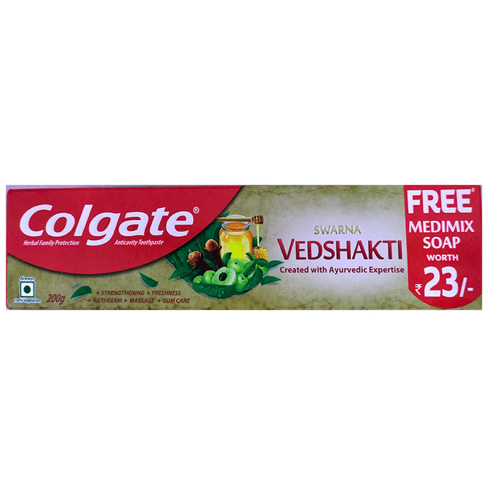 Colgate Swarna Vedshakti Toothpaste with Medimix Soap Free