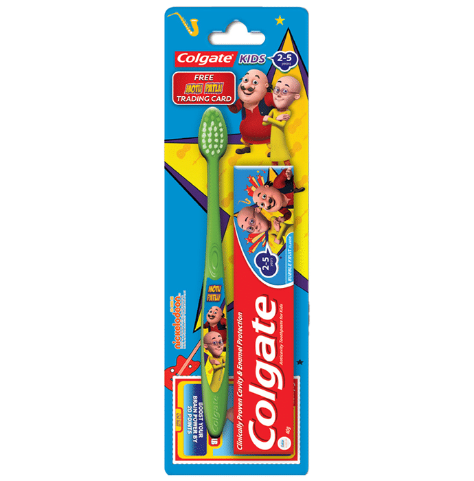Colgate Combo Pack of Anti Cavity Toothpaste for Kids 40gm with Motu Patlu Toothbrush