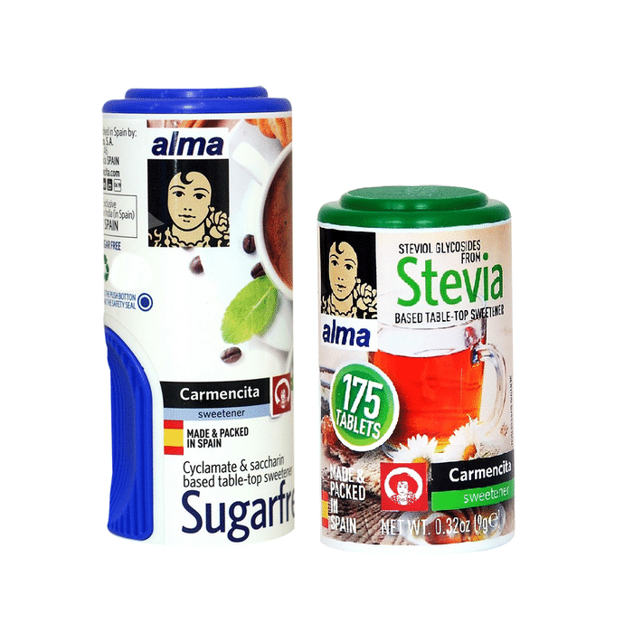 Alma Combo Pack of Sugarfree 650 Tablet and Stevia 175 Tablet Low Calorie Sweetener