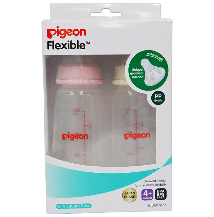 Pigeon Peristaltic Standard Neck Nursing Bottle Twin Pack Kpp with M-Type Nipple Pink and White