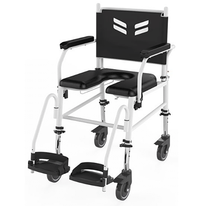 Arcatron Mobility Frido Prime Assistant Propelled Shower Commode Wheelchair Black