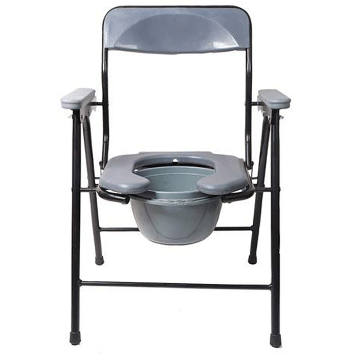 Fidelis Commode Chair U Shape with Plastic Arm & Pot Universal Grey