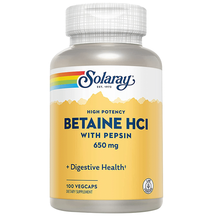 Solaray Betaine HCL with Pepsin 650mg Vegcap