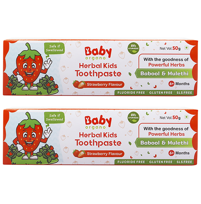 Baby Organo 6M+ Herbal Kids Toothpaste (50gm Each) Strawberry