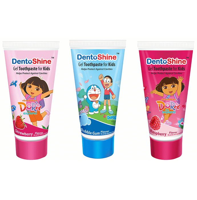 Gel Toothpaste for Kids (Strawberry Flavor, Bubble Gum Flavor & Raspberry Flavor)