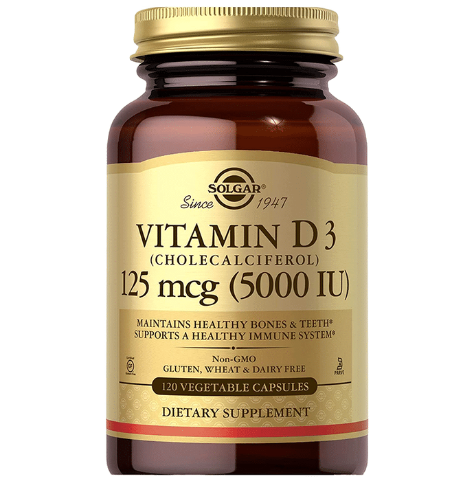 Solgar Vitamin D3 (Cholecalciferol) 5000IU Vegetable Capsule