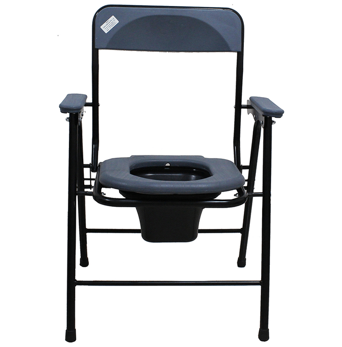 Fidelis Commode Chair O Shape with Plastic Arm & Pot Universal Grey