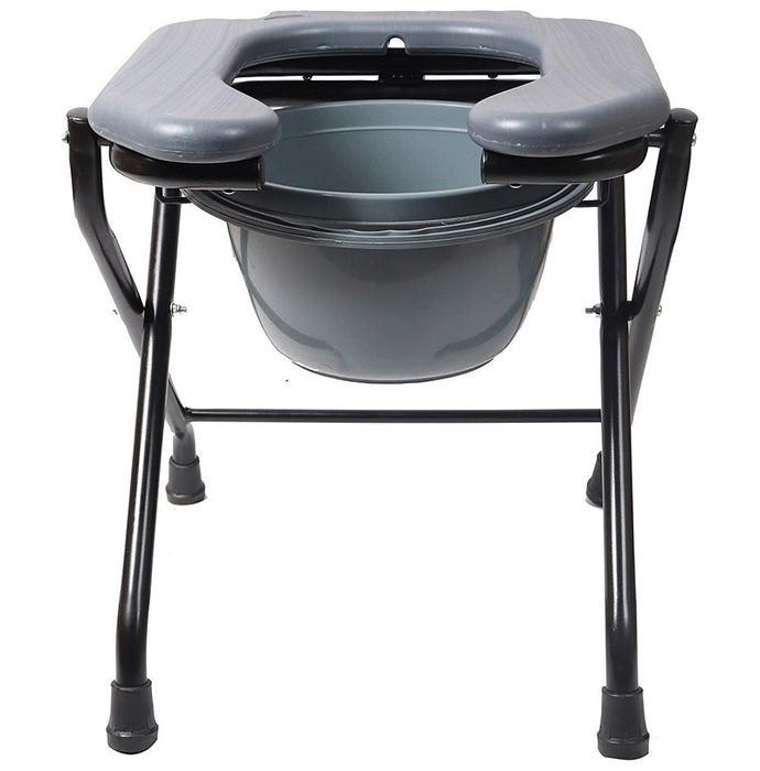 Fidelis Adjustable Commode Stool With Pot Universal U Shape Grey