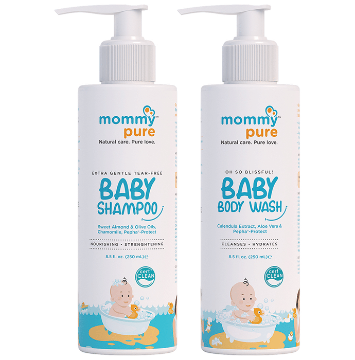 Mommypure Combo of Extra Gentle Tear-Free Shampoo and Oh So Blissful! Baby Body Wash (250ml Each)