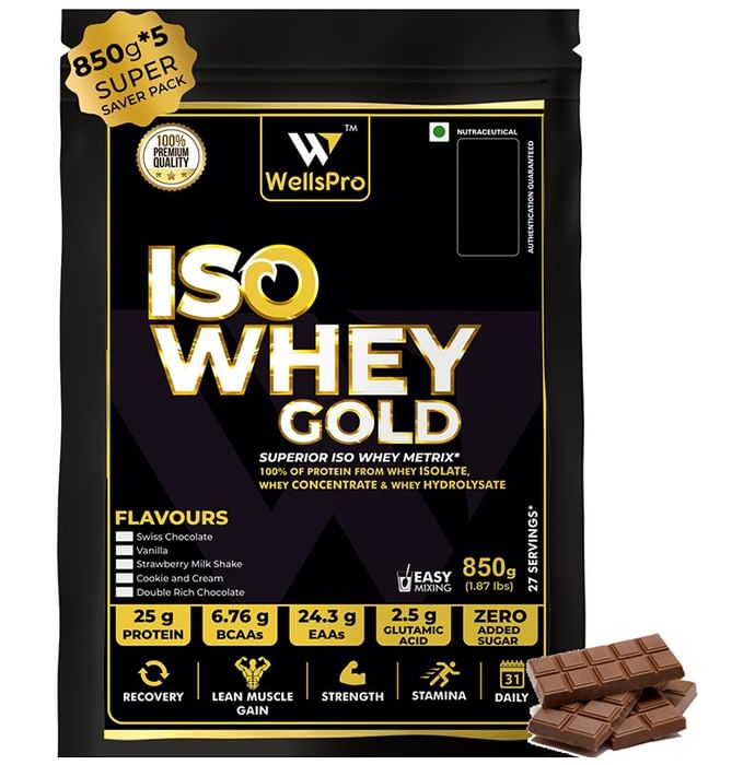 WellsPro Iso Whey Gold Powder (850gm Each) Double Rich Chocolate