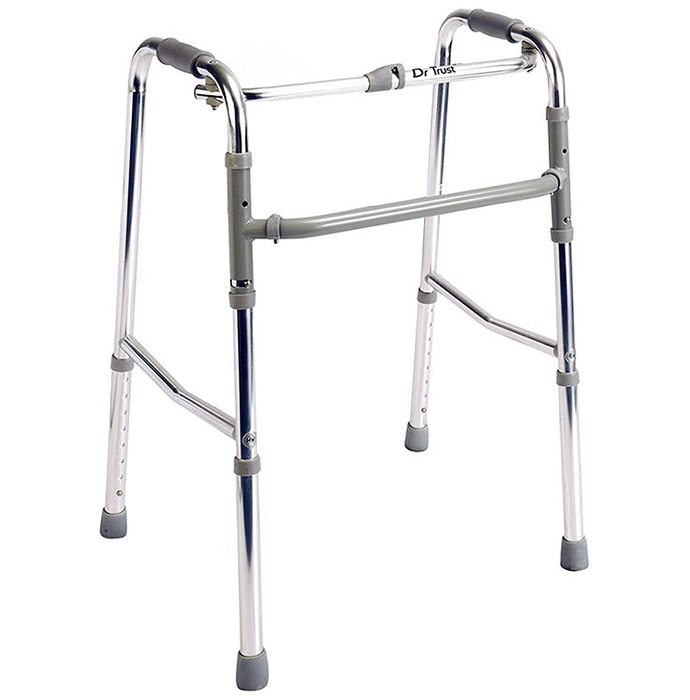 Dr Trust USA Portable Aluminium Height Adjustable Foldable Walker Black