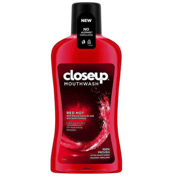 Closeup Red Hot Mouth Wash