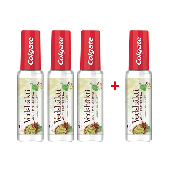 Colgate Vedshakti Mouth Protect Spray (10gm Each) Buy 3 Get 1 Free