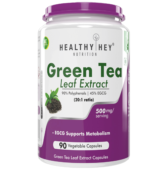 HealthyHey Green Tea Leaf Extract 90% Polyphenols & 45% EGCG Vegetable Capsule