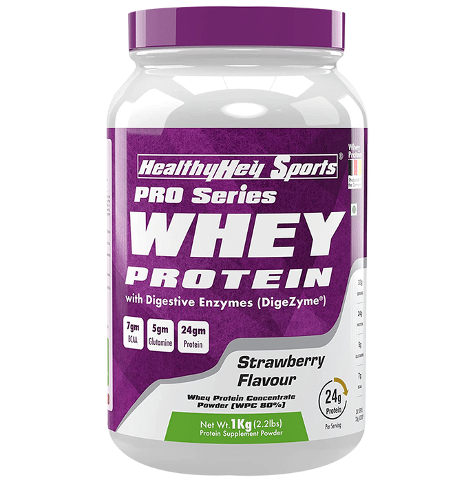 HealthyHey Sports Pro Series Whey Protein Concentrate Powder (WPC 80%) Powder Strawberry