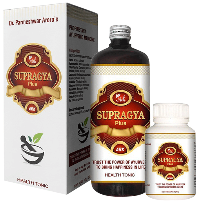 Ath Ayurveda 2 Month Combo Pack of 6 Bottle of Supragya Plus Ark (500ml Each) & 2 Bottle of Supragya Plus Capsule (120 Each)