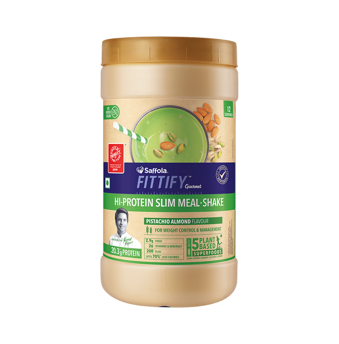 Saffola Fittify Gourmet Hi-Protein Slim Meal-Shake Powder (420gm Each) Pistachio Almond