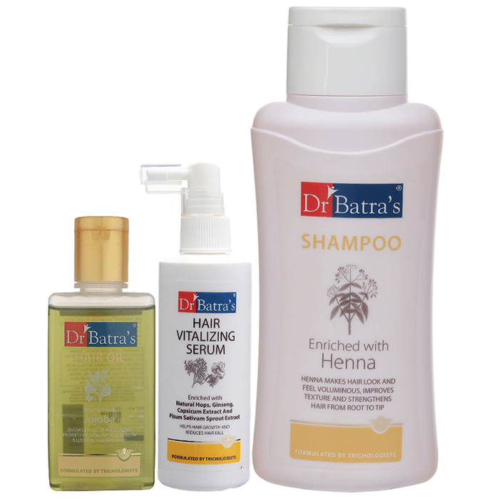 Dr Batra's Combo Pack of Hair Vitalizing Serum 125ml, Hair Oil 100ml and Shampoo 500ml