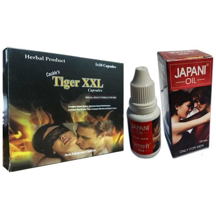 Cackle's Combo Pack of Tiger XXL 10 Capsule and Japani Oil 15ml