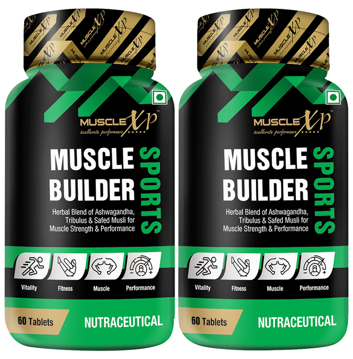 MuscleXP Muscle Builder Sports with Herbal Blend of Ashwagandha Tablet (60 Each)