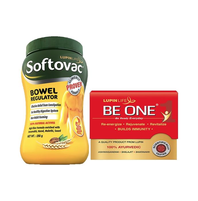 Combo Pack of Softovac Bowel Regulator Powder 250gm & Lupin Life Be One Capsule (10)