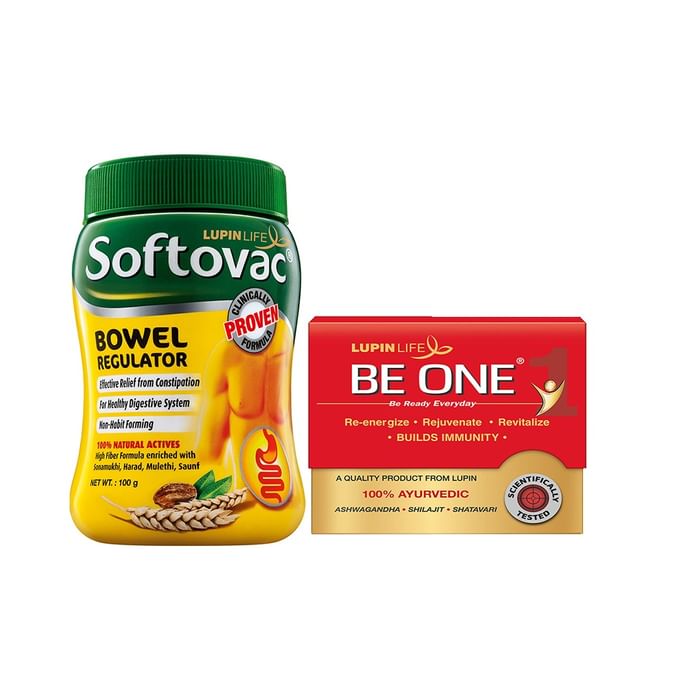 Combo Pack of Softovac Bowel Regulator Powder 100gm & Lupin Life Be One Capsule (10)
