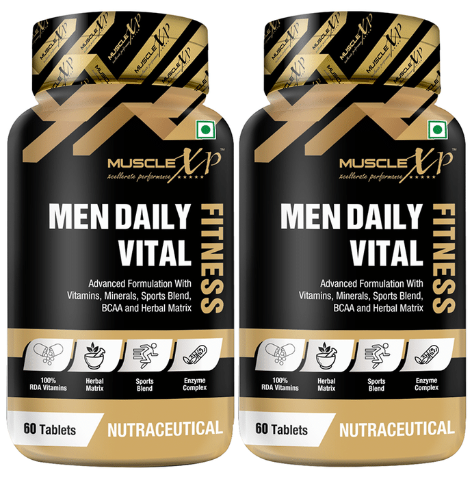 MuscleXP Men Daily Vital Fitness Advanced Formulation with Vitamins, Minerals, Sports Blend, BCAA and Herbal Matrix Tablet (60 Each)